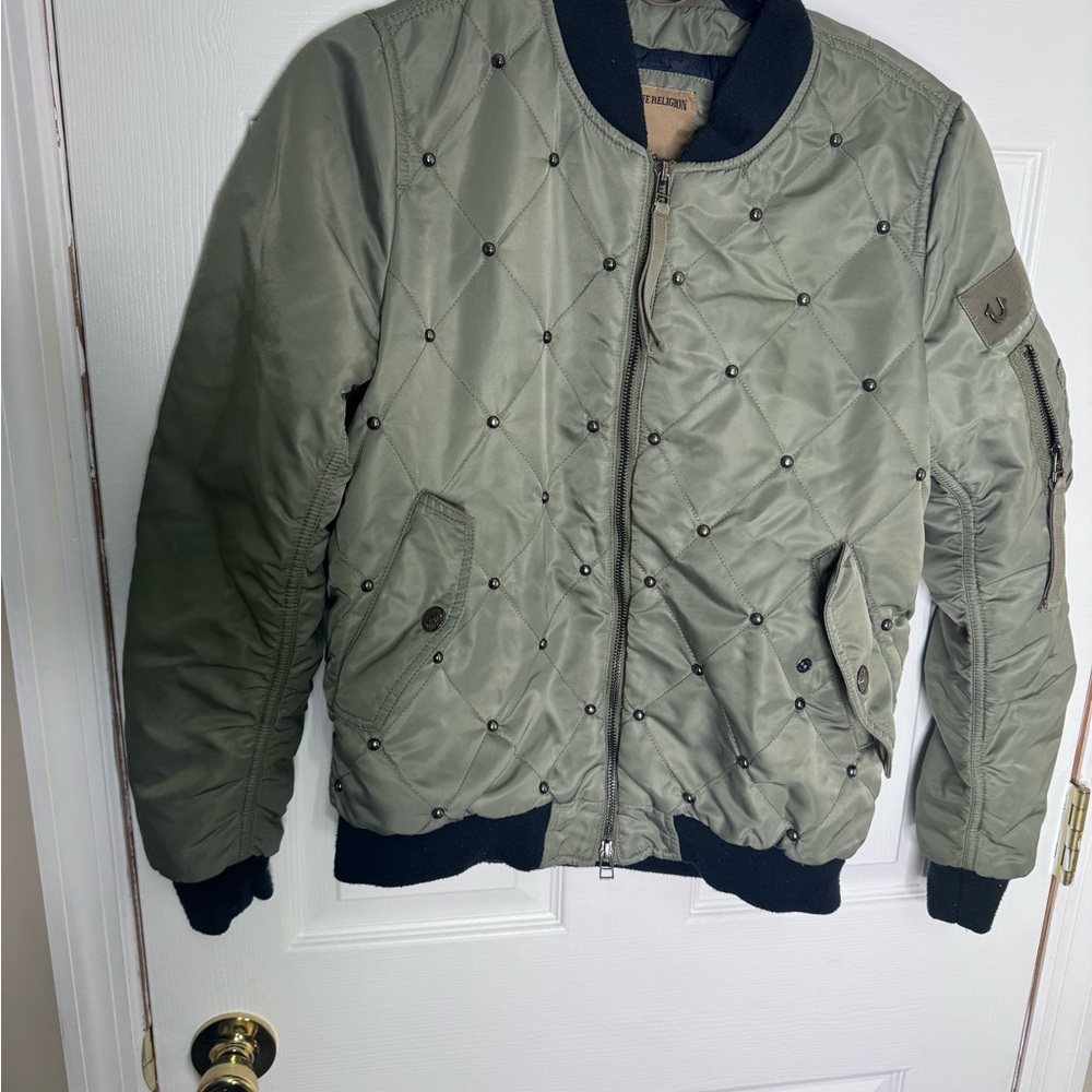True Religion Quilted Bomber Jacket - Olive
